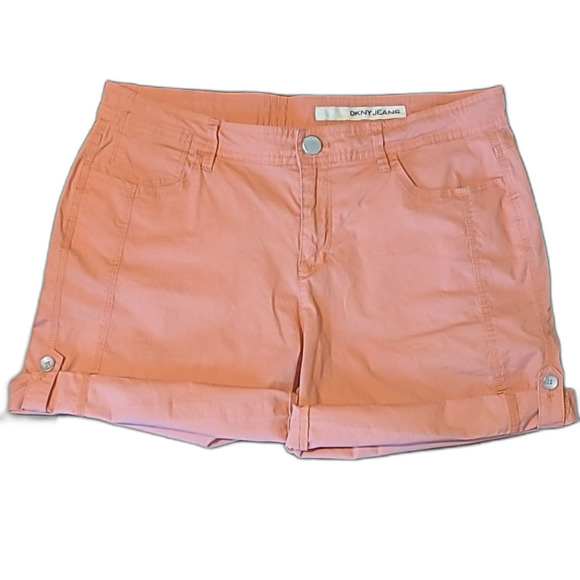 DKNY Roll Tab Bermuda / Short Shorts Mid Waist Rise Pockets Adjustable Length - Picture 2 of 16